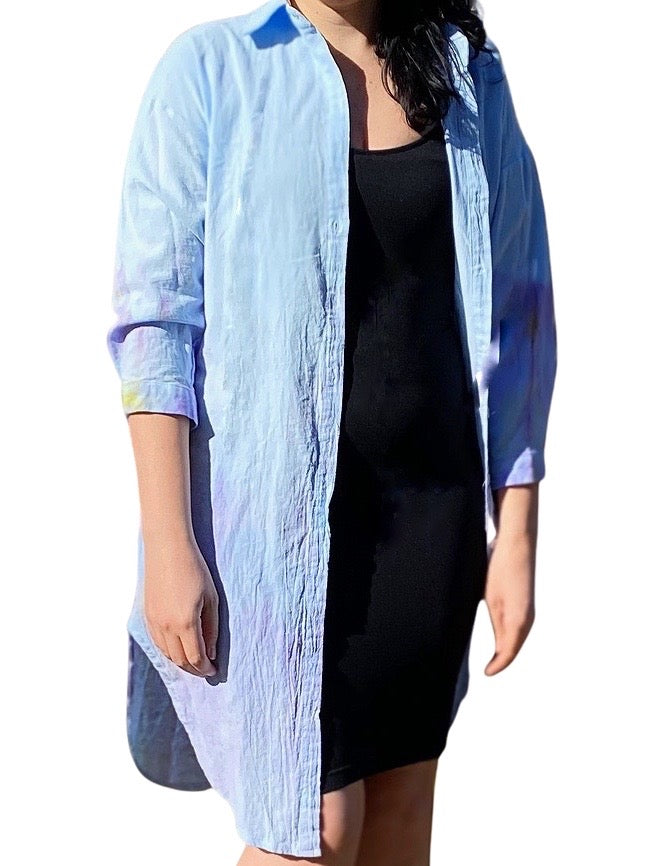 Blue Midi Hand Dyed Button Down Shirt Dress – Lazuline Designs