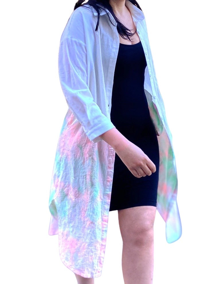 Midi Hand Dyed Button Down Shirt Dress